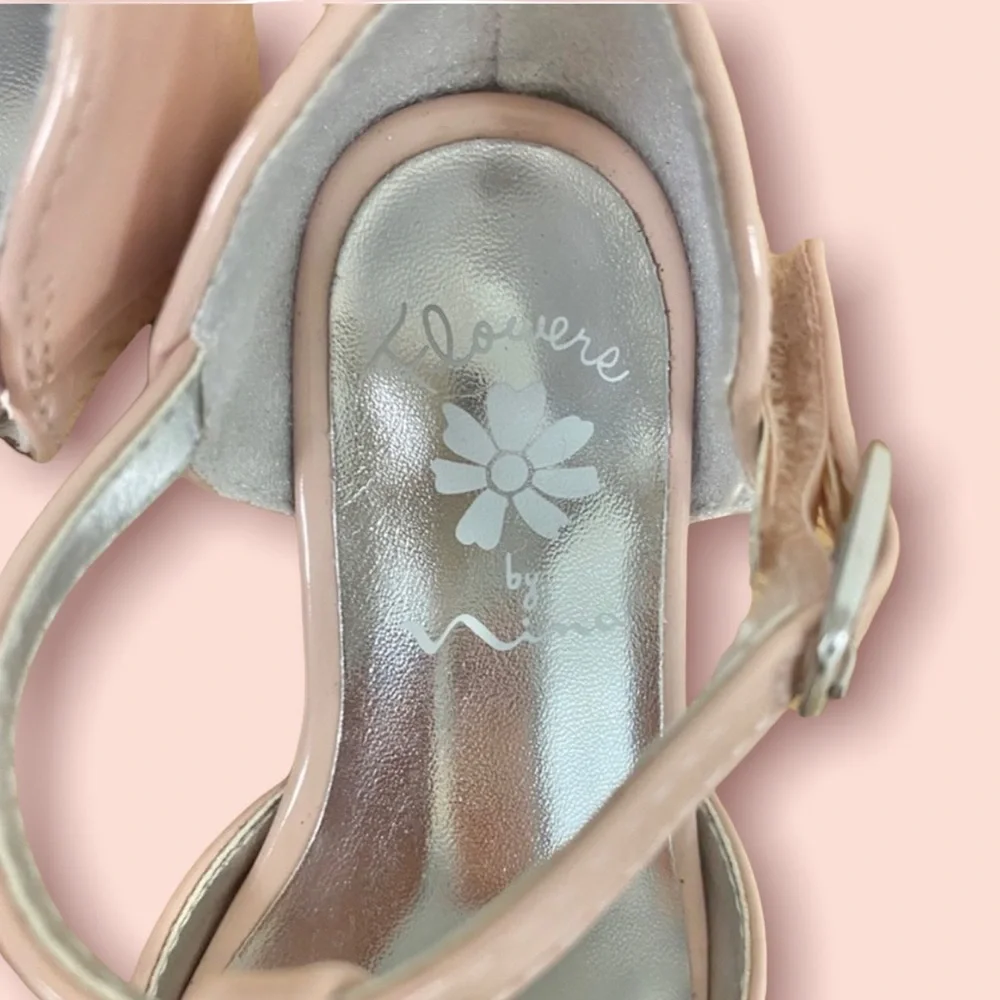Flowers by Nina toddler ballet patent leather flats bow pink glitter coquette